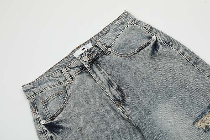 KEVV Ripped Jeans Retro Slimming