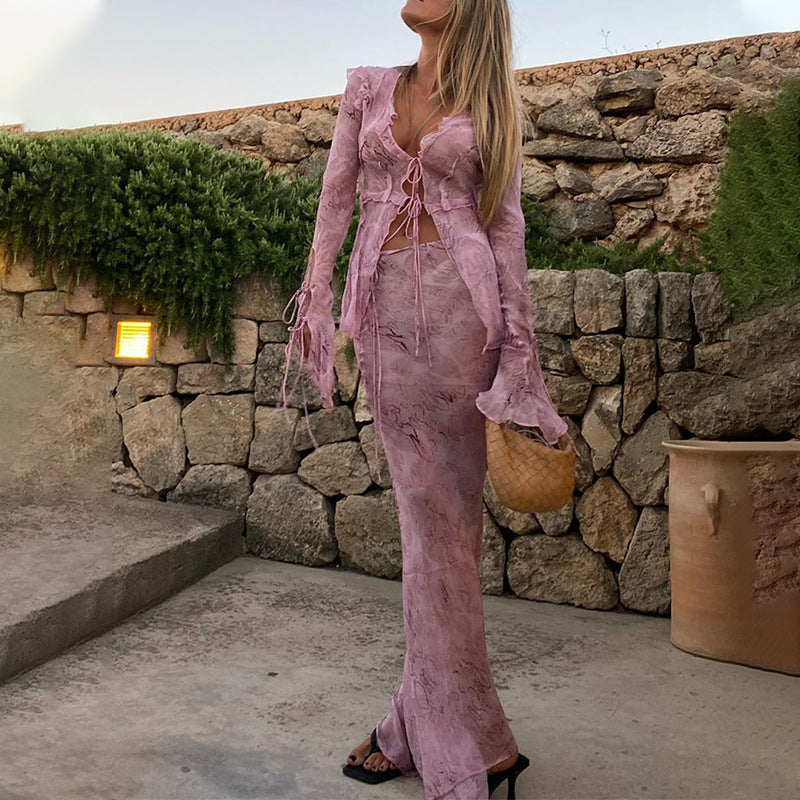 Wooden Ear Lace Skirt Suit