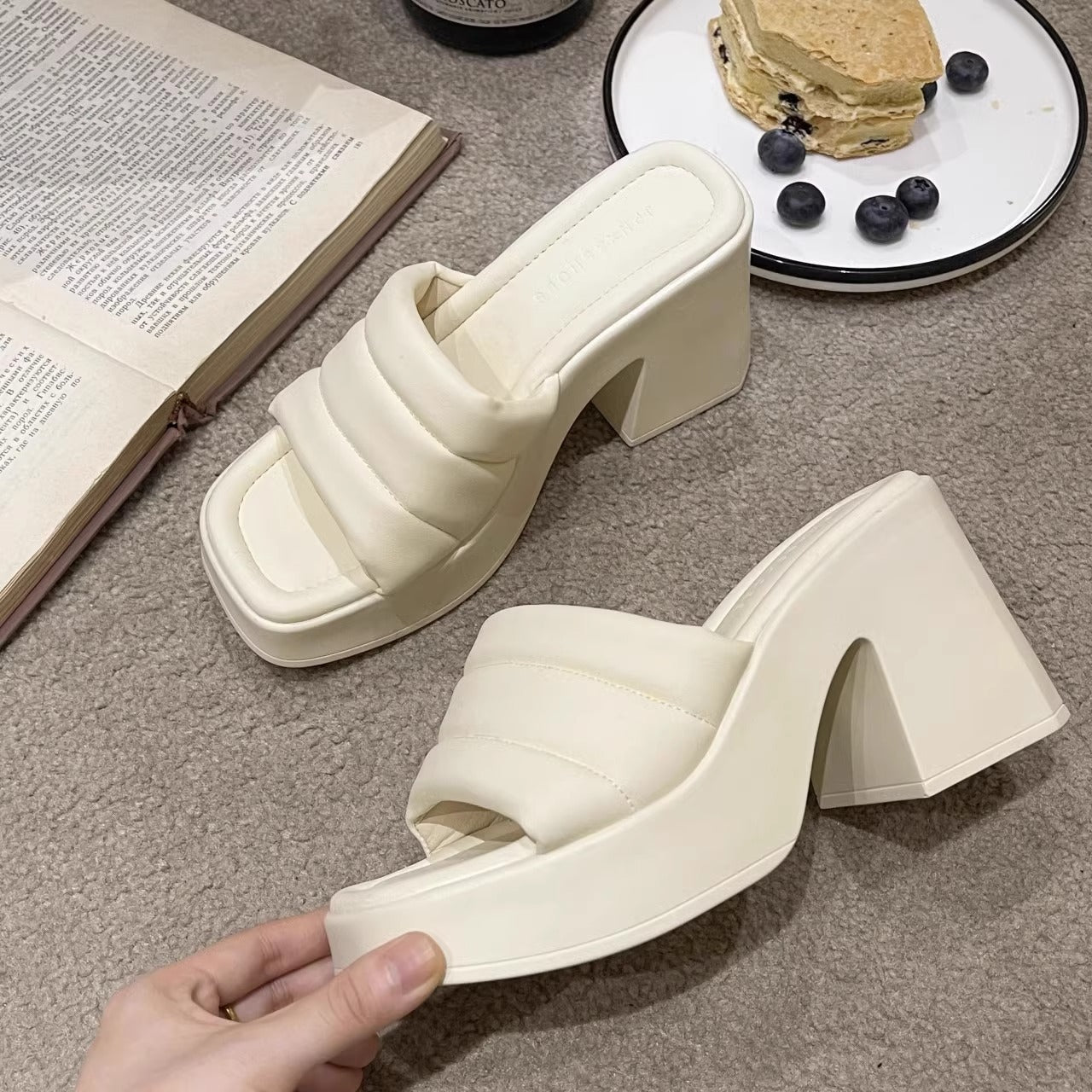 Chunky Heel Slippers